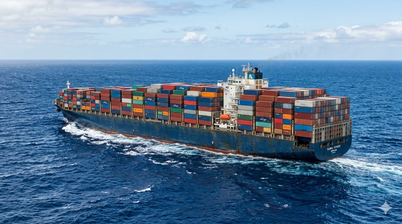 Container ship representing global trade